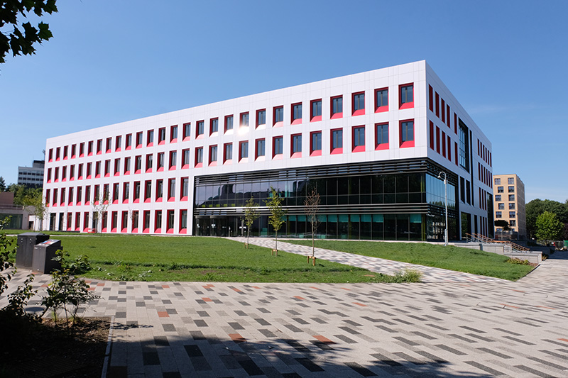 Exterior view of the Science, Engineering & Environment (SEE) Building, University of Salford